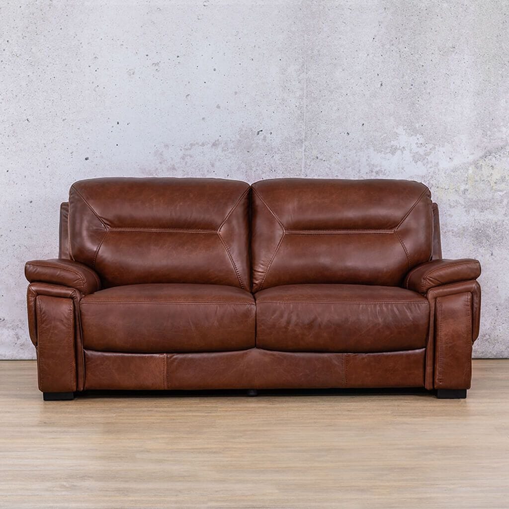 Front view, San Lorenze 3 seater Leather Sofa Suite - Royal Cognac | Leather Couches, sofas, couches for sale