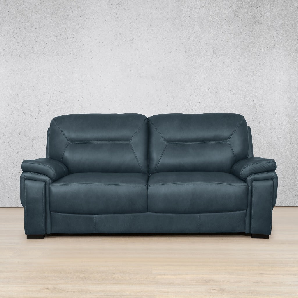 San Lorenze 3 seater Leather Sofa Suite - Flux Blue, front view | Leather Couches, blue couch, genuine leather couches, sofas and couches