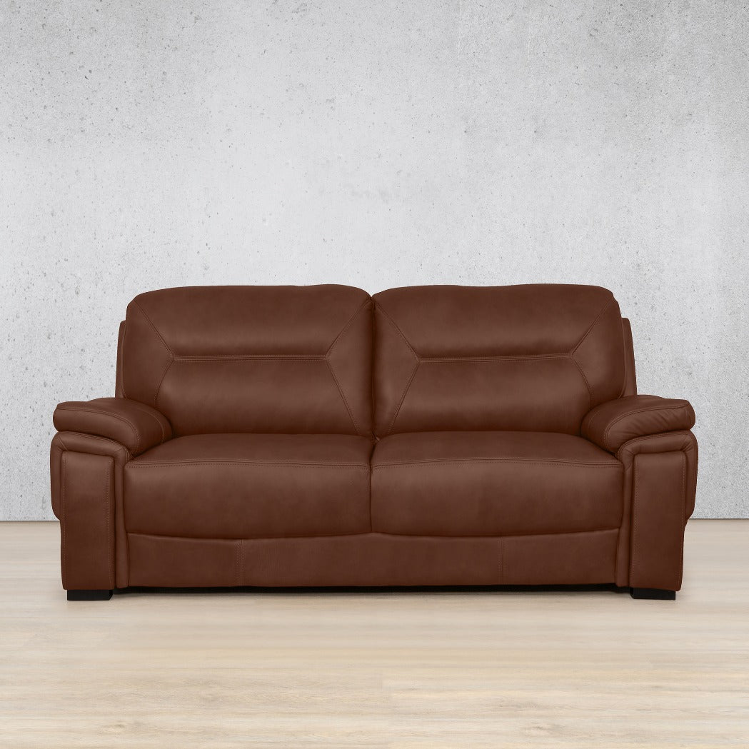 Front view, San Lorenze 3 seater Leather Sofa in Royal Saddle. |Leather Couches, couches for sale, brown leather couch, 3 seater couch
