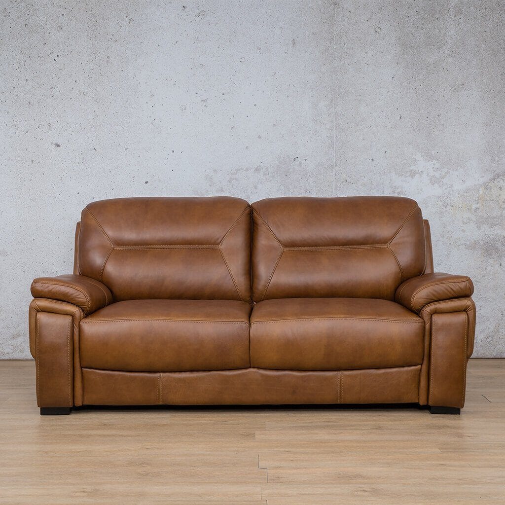 San Lorenze 3 seater Leather Sofa Suite, front view, in Czar Pecan. | Leather Couches, couches, 3 seater couch, couches south africa, bedroom couches