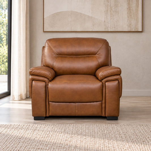 San Lorenze 1 Seater Leather Sofa - Czar Pecan - Leather Couches