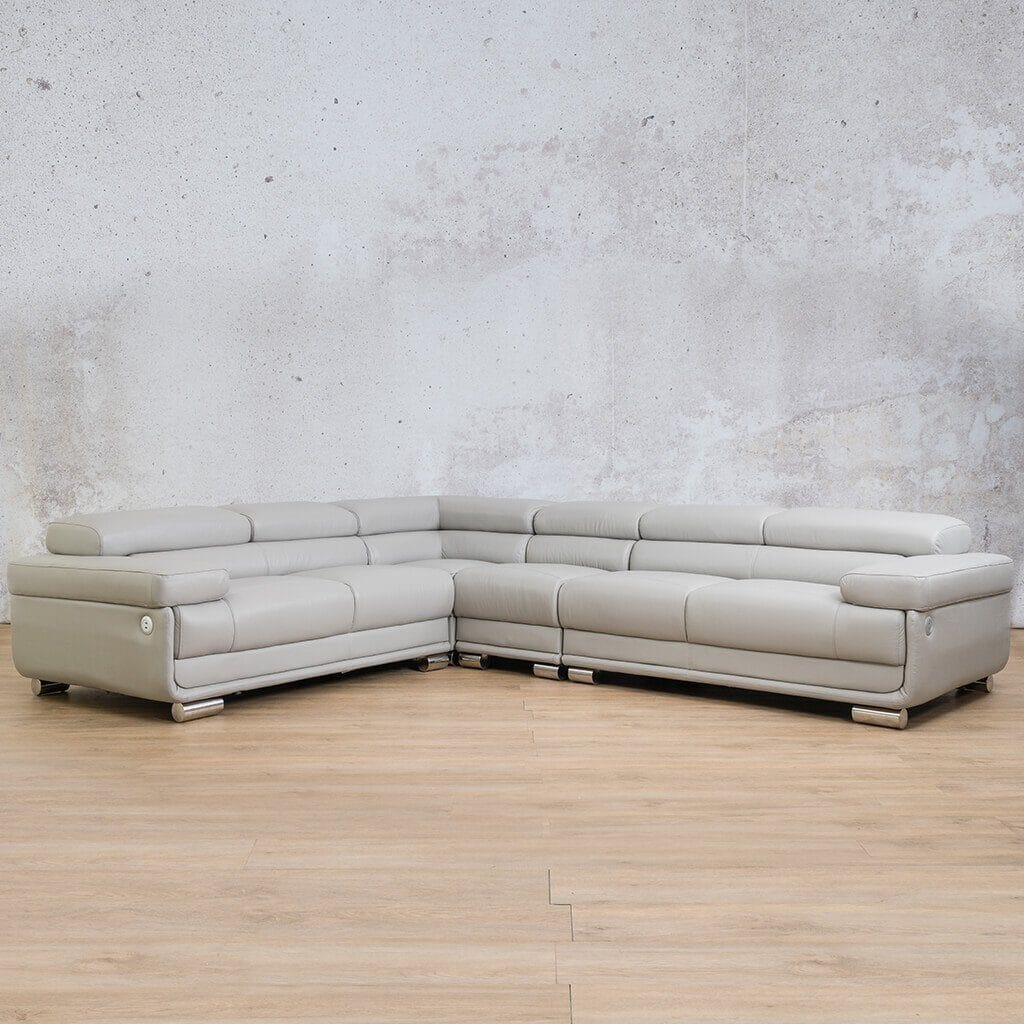 San Miguel L-Sectional - Grey - Leather Sectional Grey