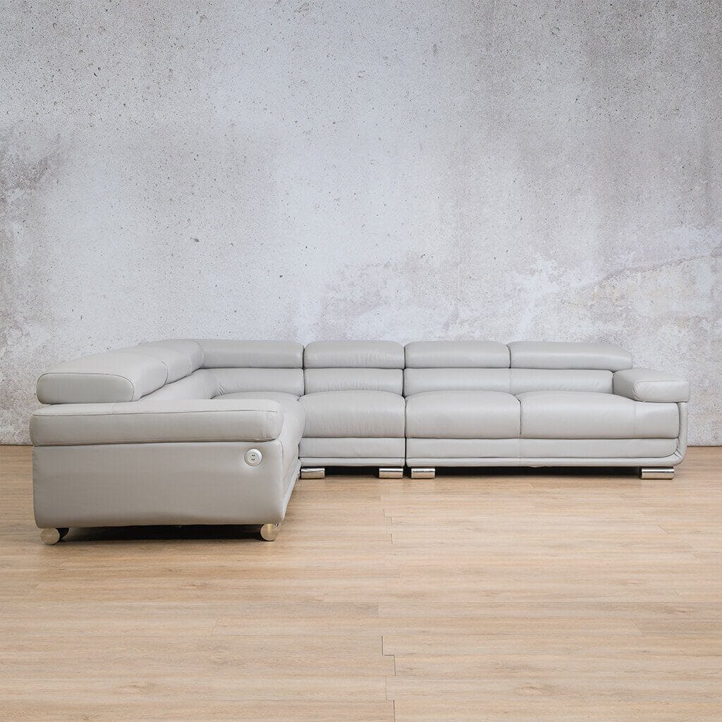 San Miguel L-Sectional - Leather Sectional Grey