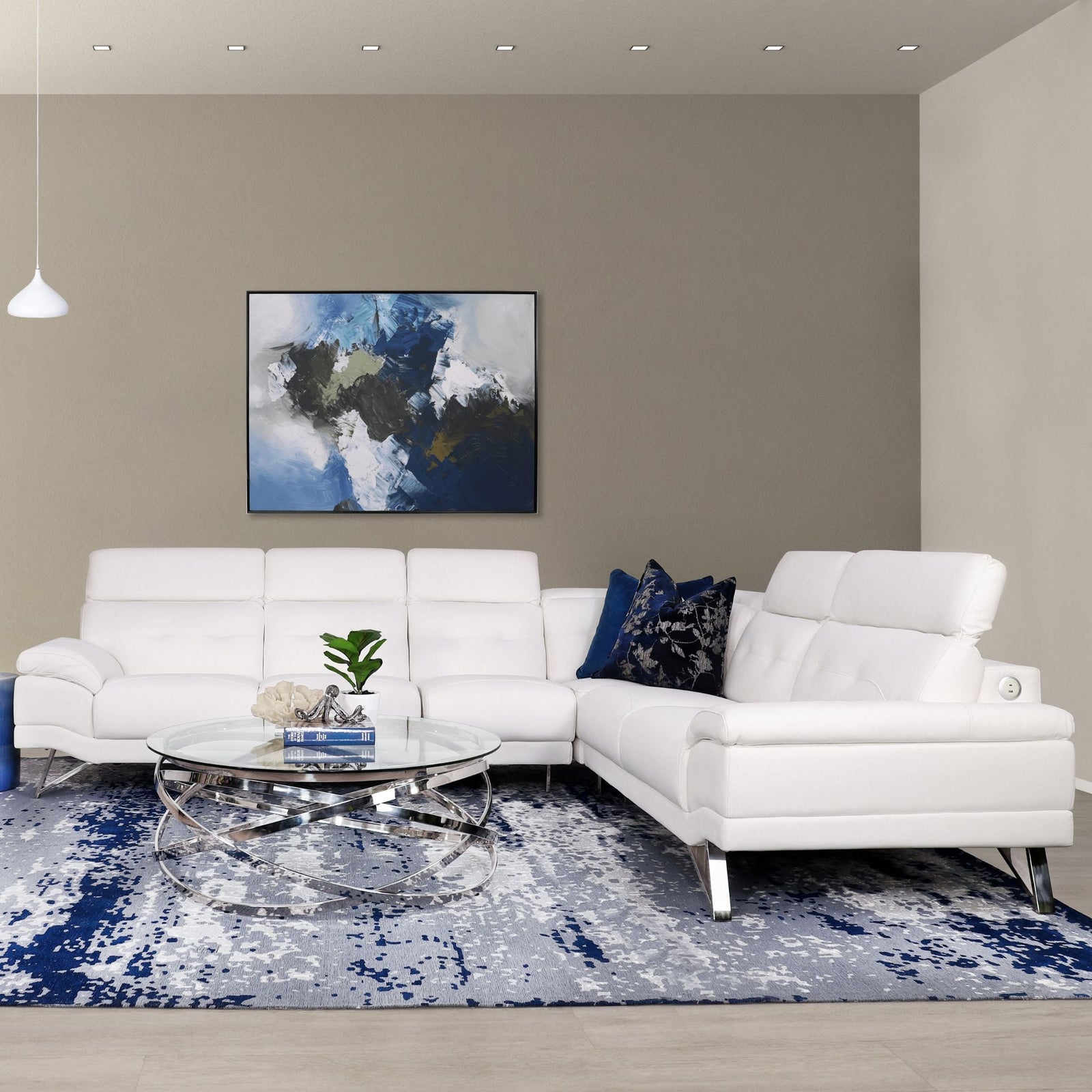 San Pablo Leather Sectional - Leather Sectional White