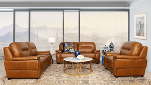 San Lorenze 3+2+1 Leather Sofa Suite - Available on Special Order Plan Only Leather Sofa Leather Gallery Czar Pecan 