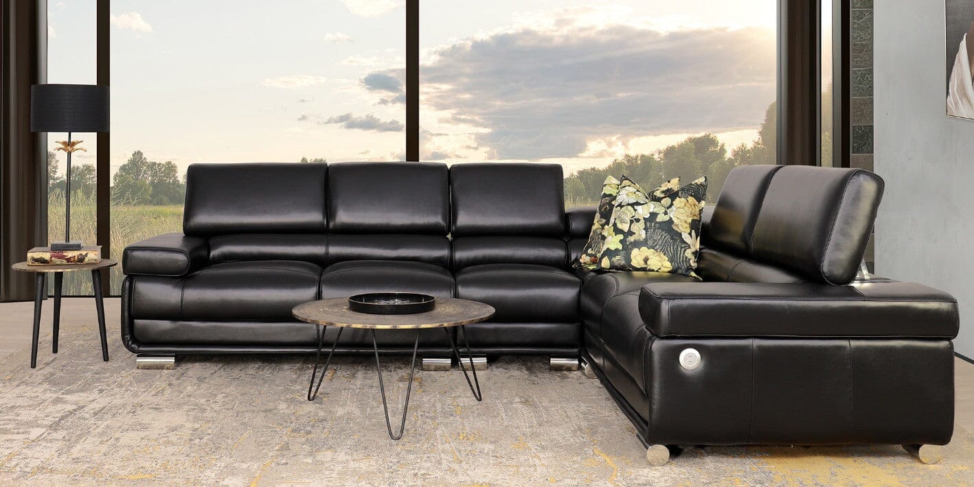 San Miguel L-Sectional Leather Sectional Leather Gallery Black 