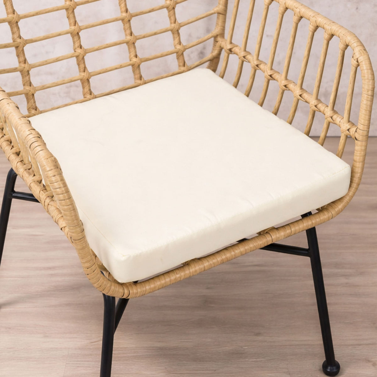 Gallery Everyday Sedona Patio Chairs and Table Set of 3, showing a woven chair with a white seat cushion.