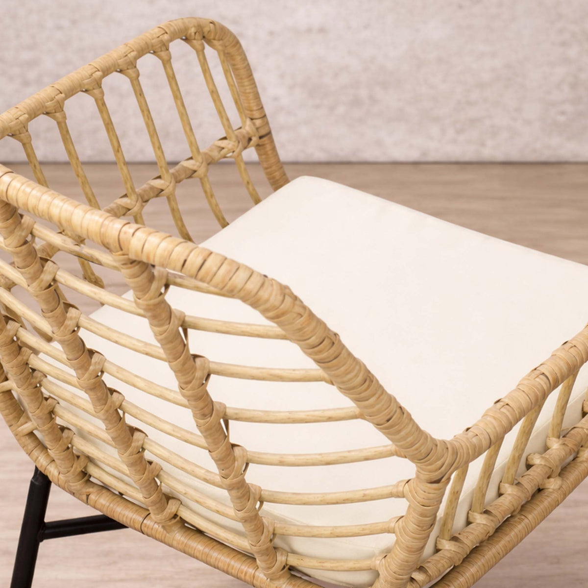 Gallery Everyday Sedona Patio Chairs and Table Set of 3, showing a woven chair with a white cushion on a neutral background.