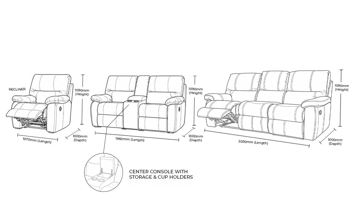 Senora 3+2+1 Leather Recliner Home Theatre Suite  - Warehouse Clearance