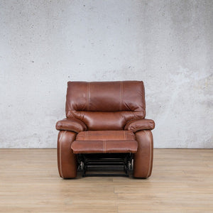 Senora Leather Recliner Chair in Odingo Bark styled in a living room. This recliner chair complements traditional décor with its rich tones.