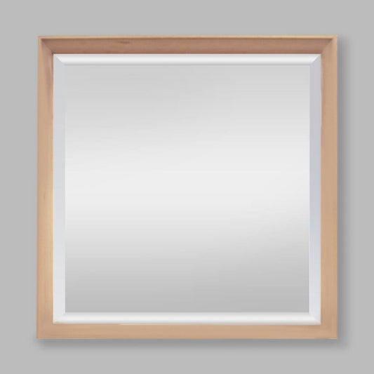 Serena Natural Wood Square Wall Mirror - 543 x 543mm Mirror Leather Gallery Light Brown 543 x 543 mm