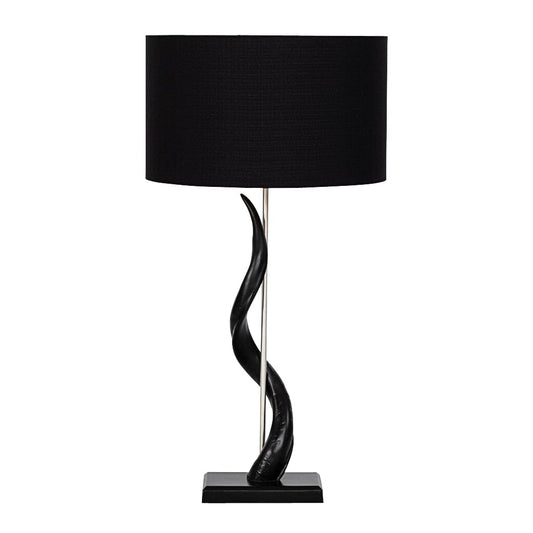 Single Kudu Horn Lamp + Black Shade Lamp Leather Gallery