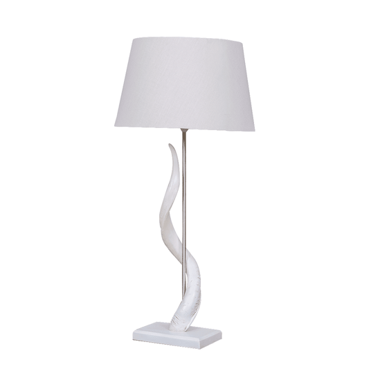 Single Kudu Horn Lamp + White Shade Lamp Leather Gallery