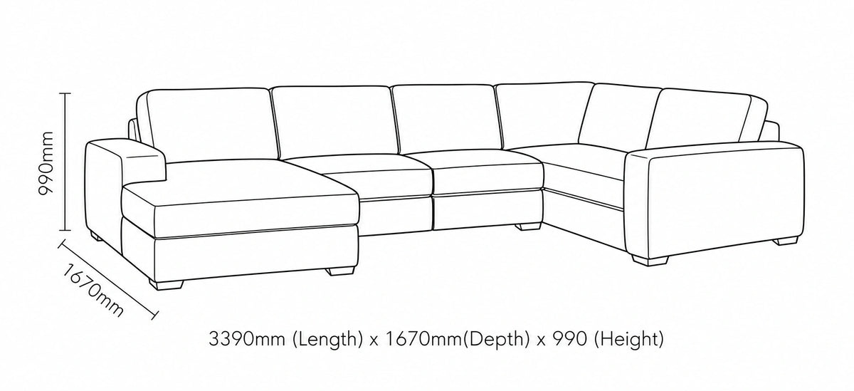 Stanford Fabric U Shape Couch - Chaise - LHF