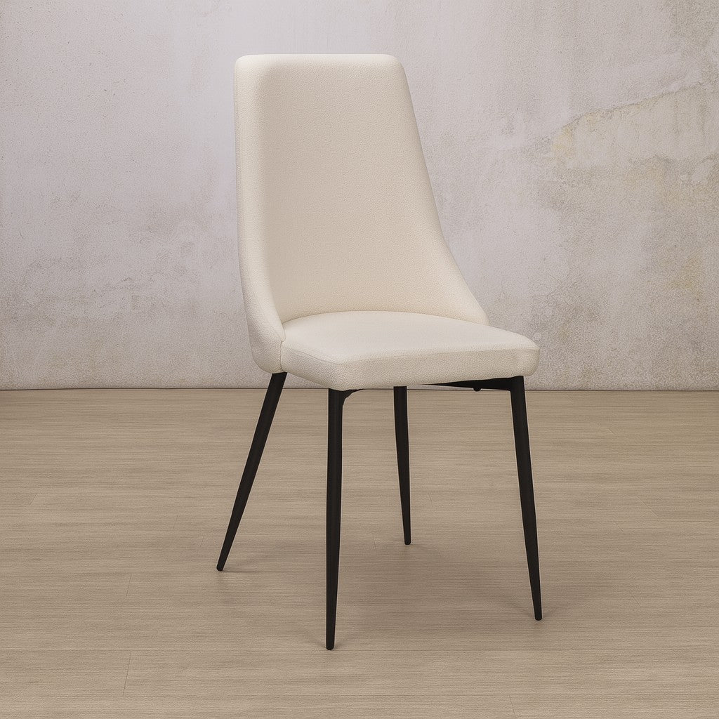 Angle view of Spencer Fabric Dining Chair in a neutral Velvet Light | Dining chairs, fabric dining chairs, dining chairs cream 