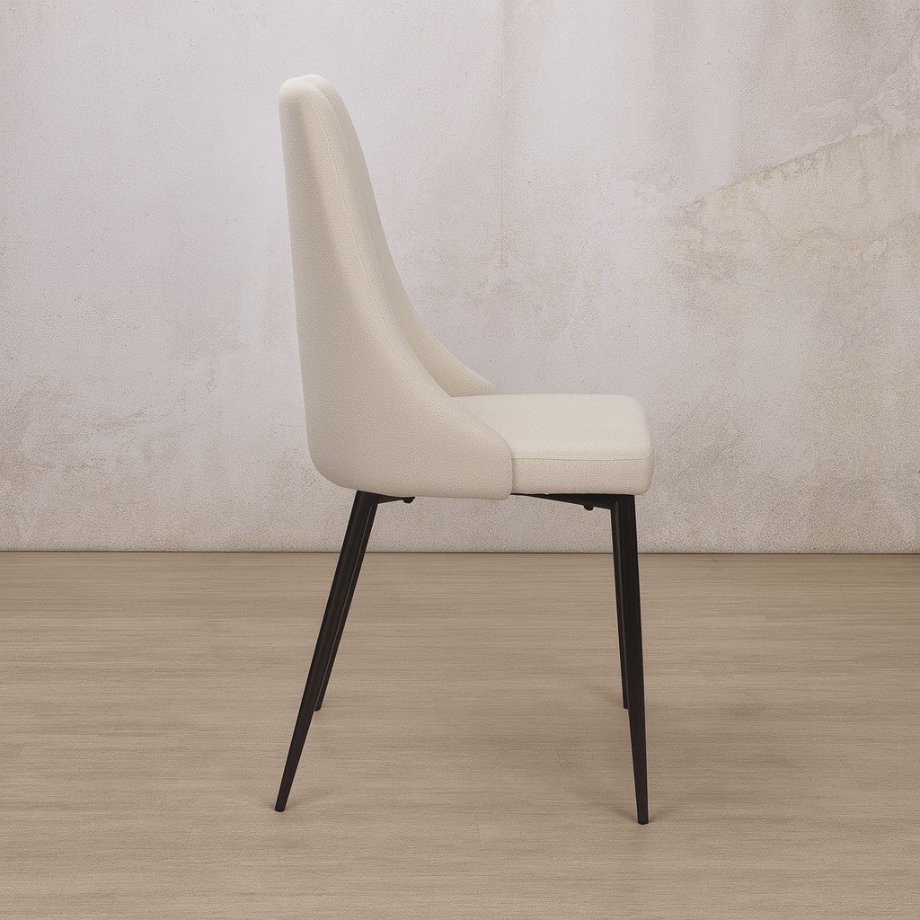 Spencer Fabric Dining Chair - Velvet Light - Side View showing metal legs and high backrest. | Dining Chairs, fabric dining chairs, modern dining chairs south africa 