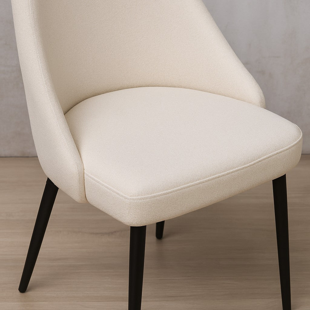 Close up of Spencer Fabric Dining Chair - showing its Velvet Light upholstery | Dining Chairs, dining chairs south africa, cream dining room chairs 