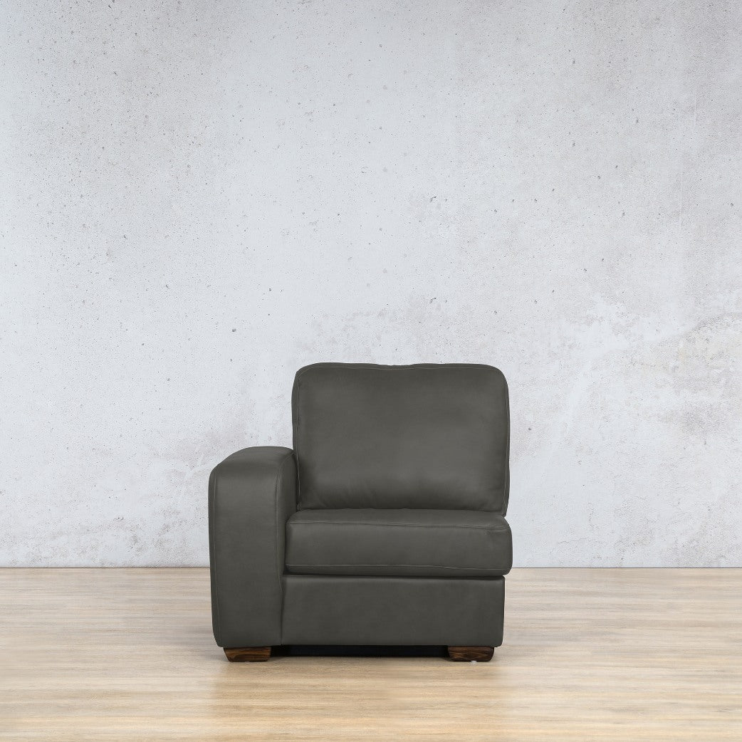 Stanford Leather 1 Seater Right Arm Leather Sofa Leather Gallery Flux Grey  Czar Anthracite