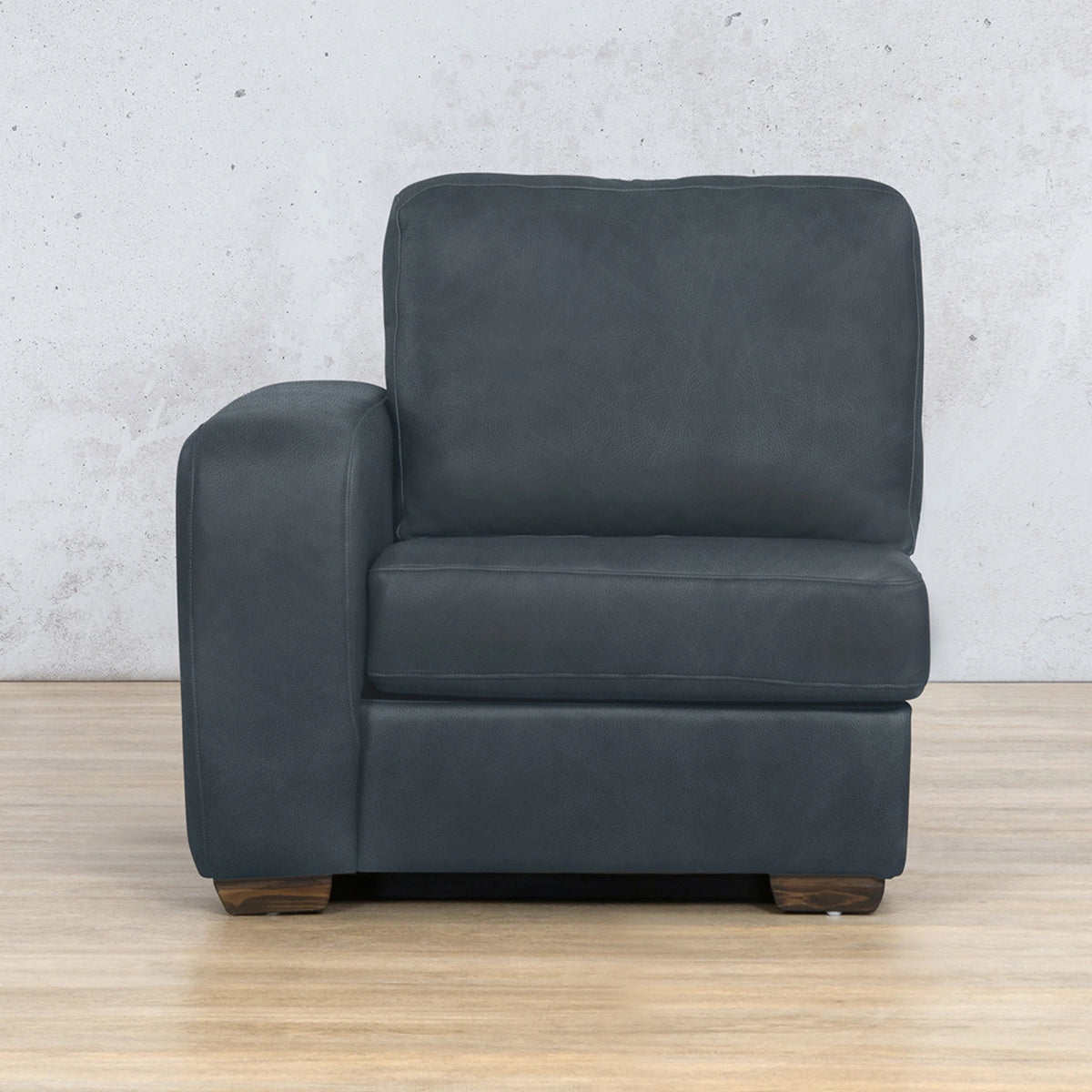 Stanford Leather 1 Seater Right Arm Leather Sofa Leather Gallery Bedlam Blue Night