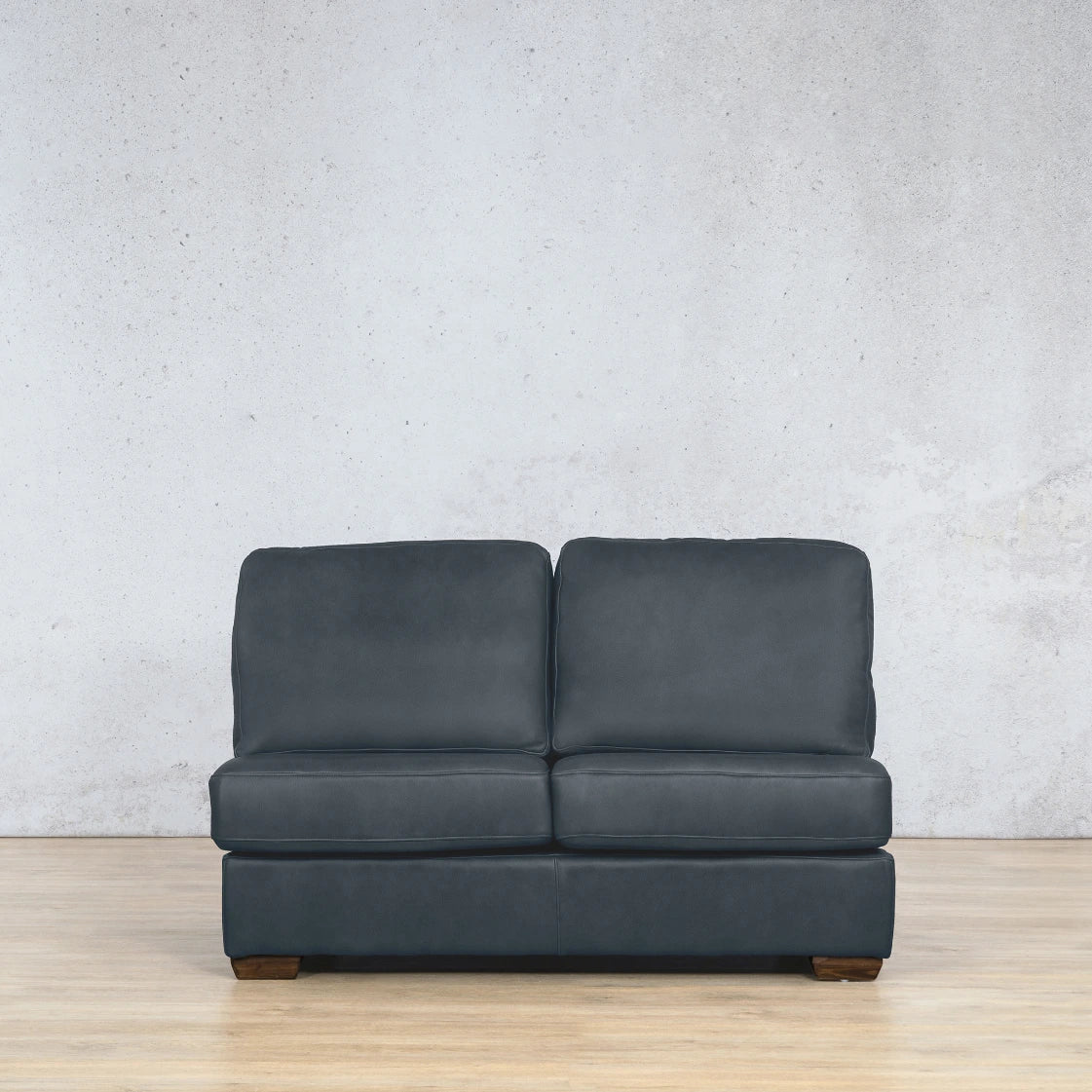 Stanford Leather Armless 2 Seater Leather Sofa Leather Gallery Bedlam Blue Night