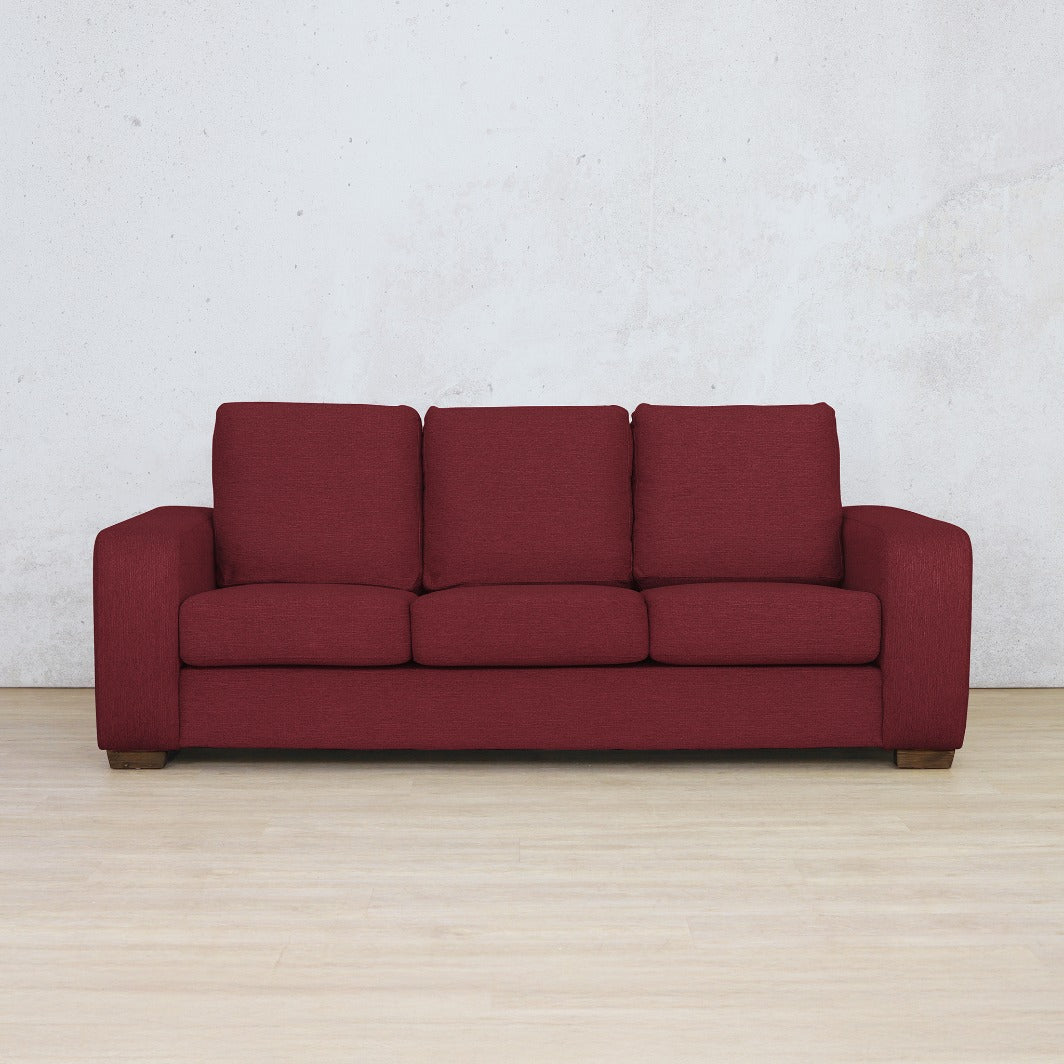stanford 3 seater fabric sofa deep cherry