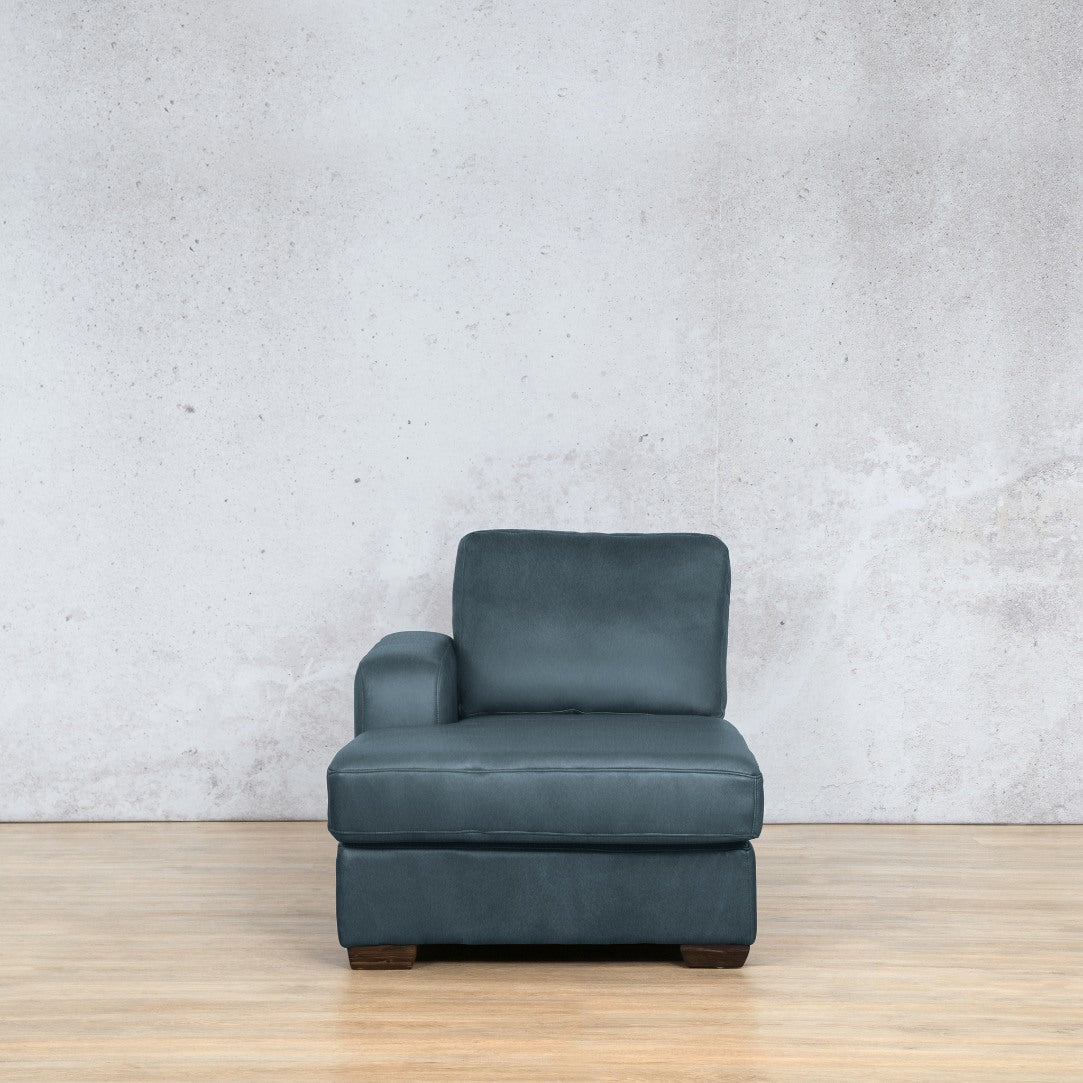 Stanford Leather Chaise LHF Leather Corner Sofa Leather Gallery Flu Blue