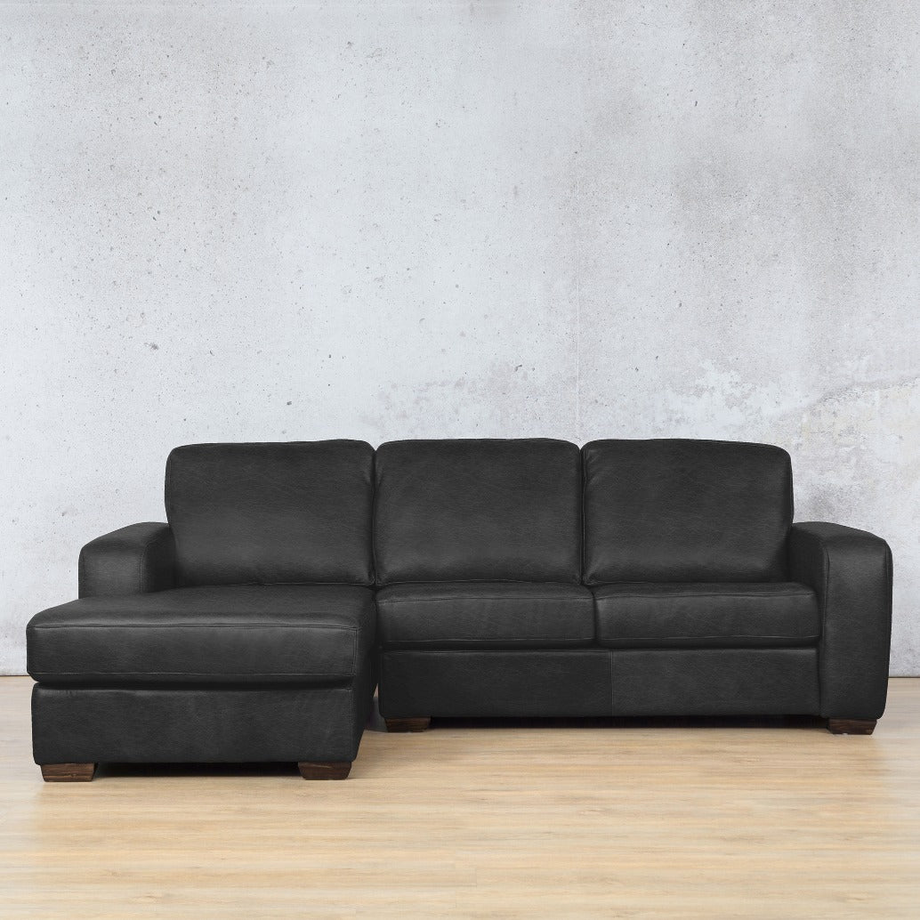 Stanford Chaise  Sectional lhf Leather Sofa Czar Black