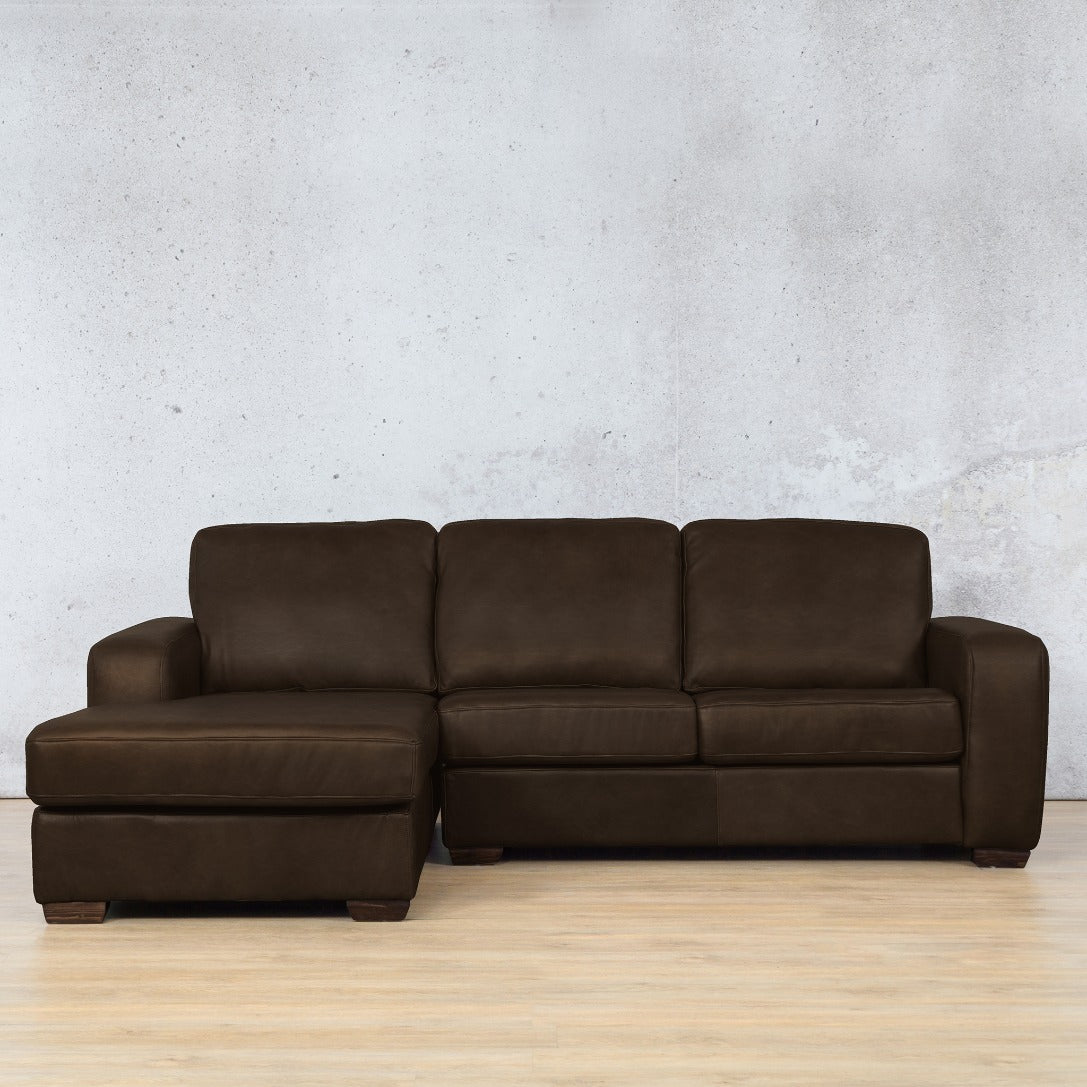 Stanford Chaise sectional lhf leather sofa Czar Chocolate