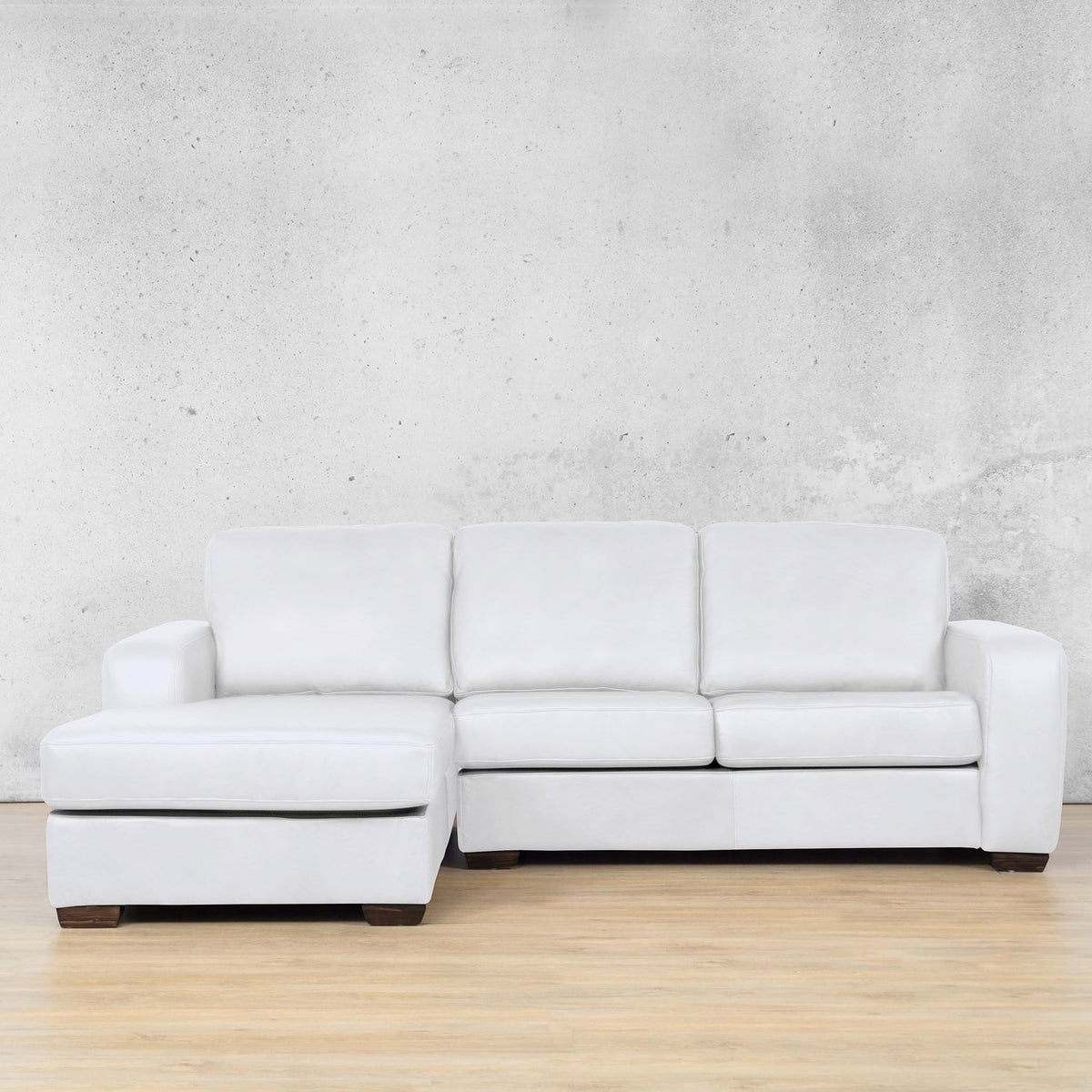 Stanford Leather Sofa Chaise - LHF Leather Sofa Leather Gallery Czar White
