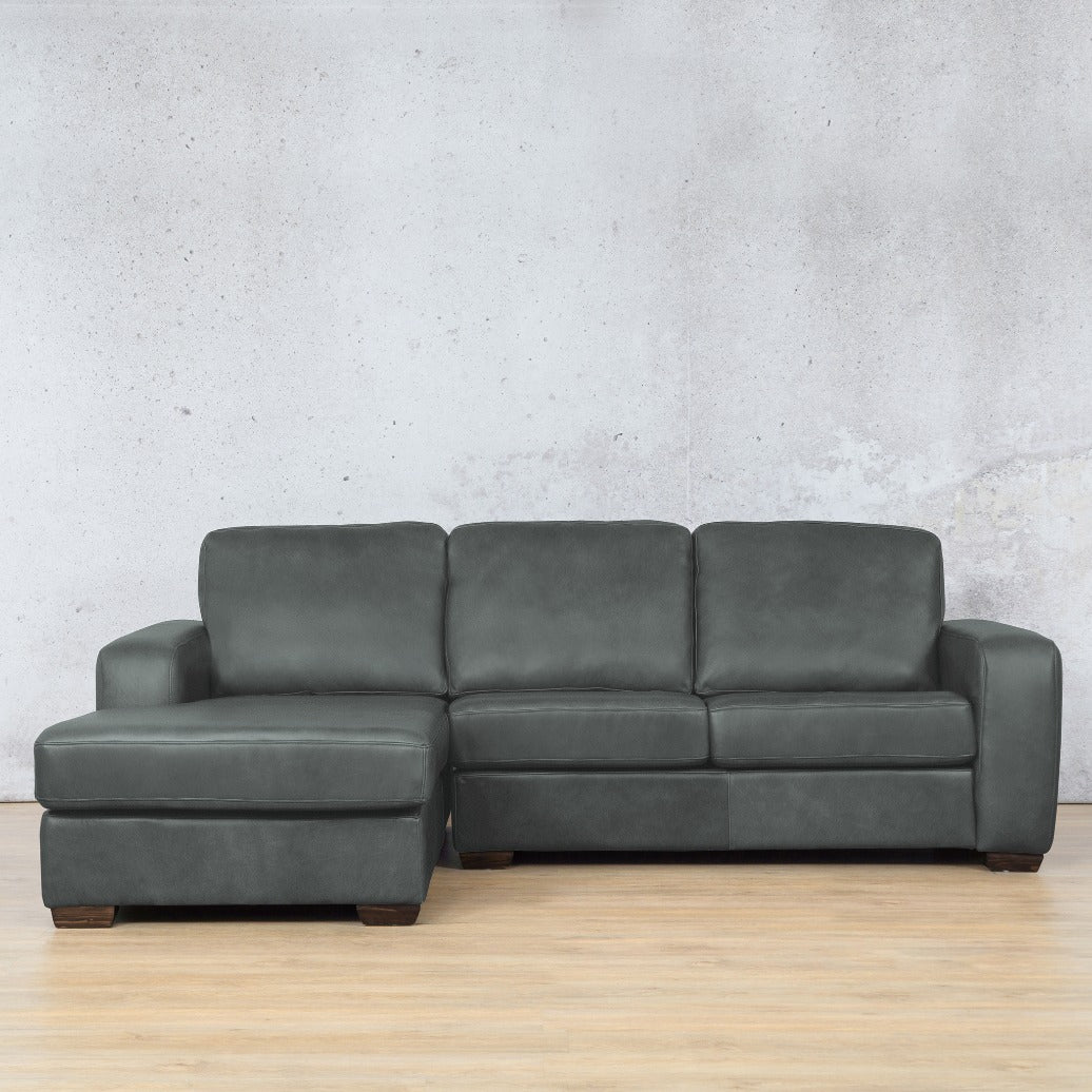 Stanford Leather Sofa Chaise - LHF Leather Sofa Leather Gallery Flux Grey