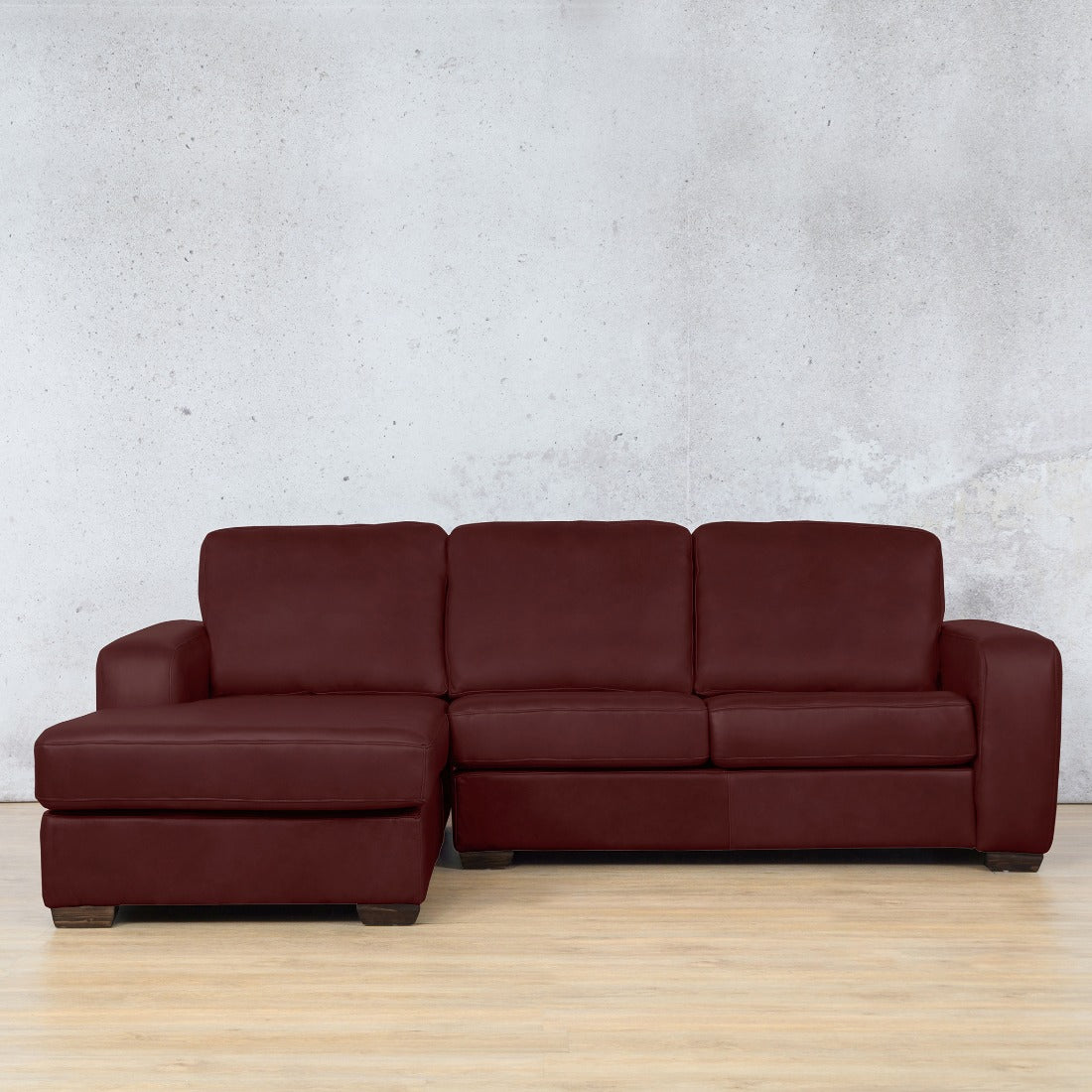 Stanford Leather Sofa Chaise - LHF Leather Sofa Leather Gallery Royal Ruby