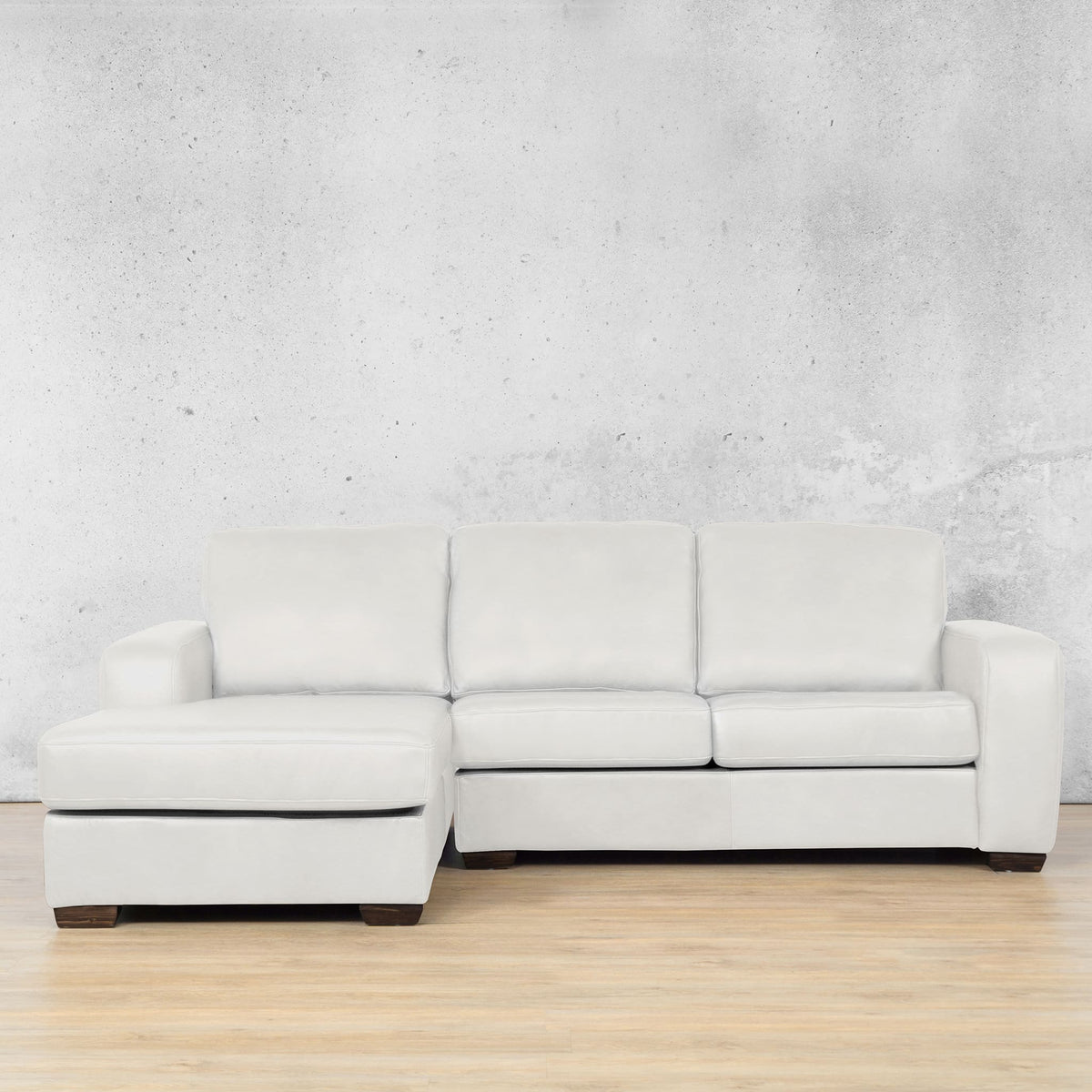 Stanford Leather Sofa Chaise - LHF Leather Sofa Leather Gallery Urban White