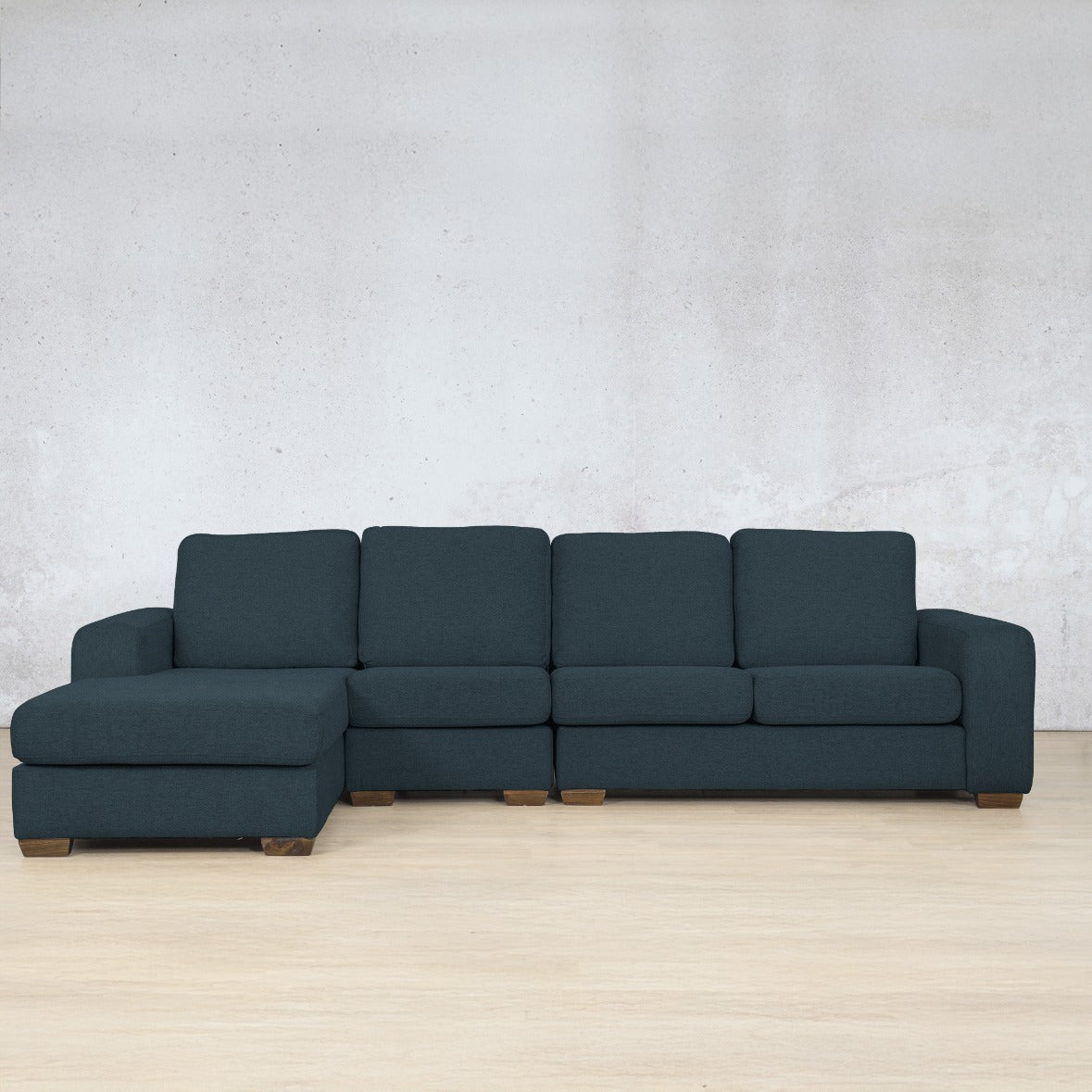 stanford Fabric chaise sectional modular lhf air force blue 