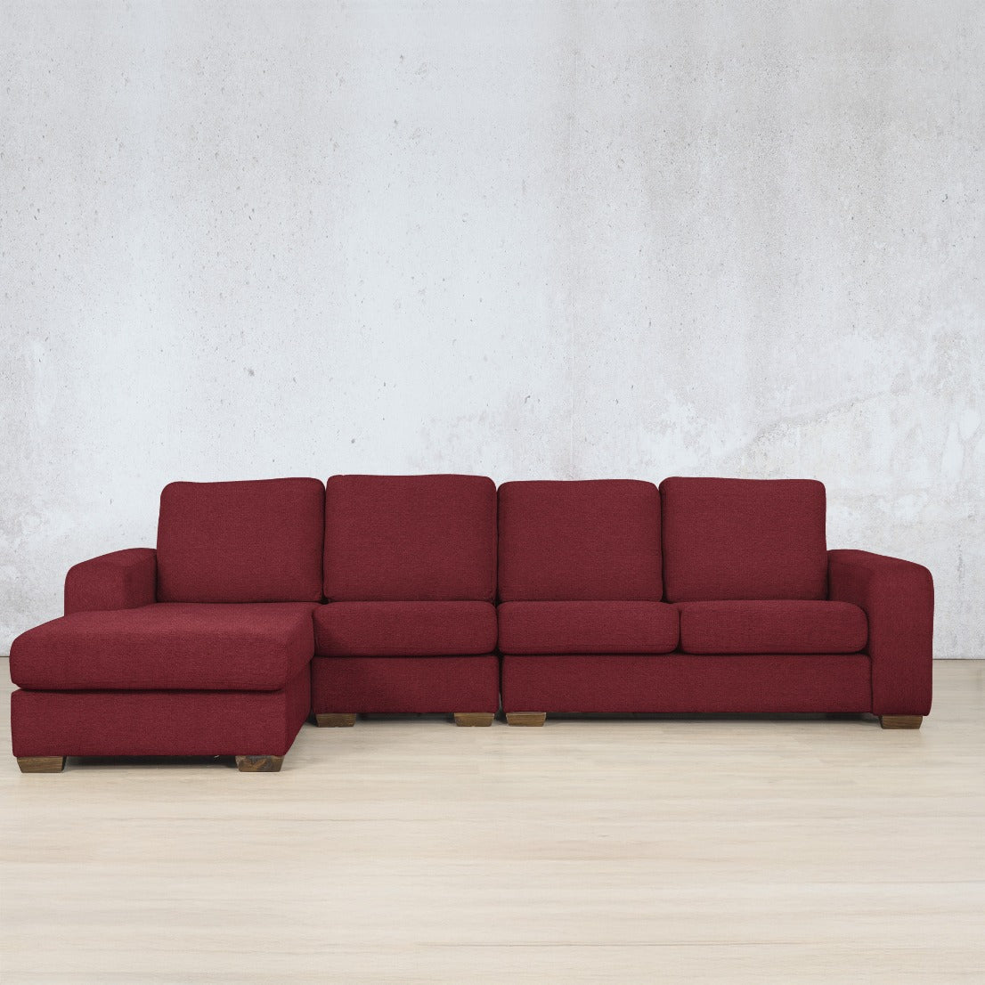stanford Fabric chaise sectional modular lhf deep cherry 
