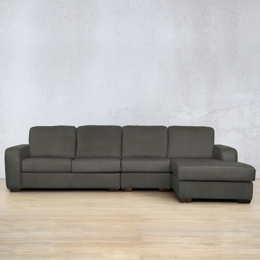 Stanford Leather Modular Sofa Chaise - RHF Fabric Sectional Leather Gallery Czar Anthracite 
