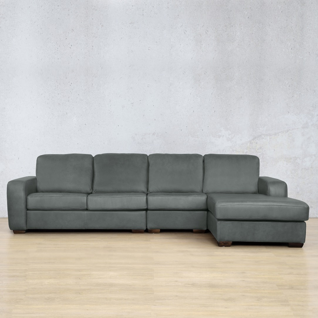 Stanford Leather Modular Sofa Chaise - RHF Fabric Sectional Leather Gallery Flux Grey 