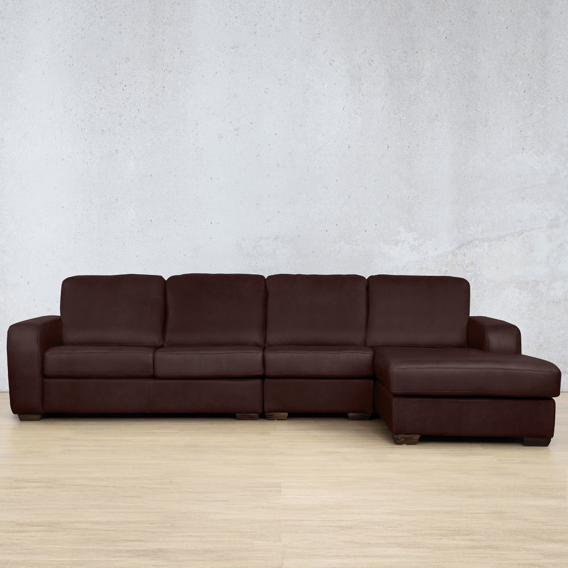 Stanford Leather Modular Sofa Chaise - RHF Fabric Sectional Leather Gallery Royal Coffee 