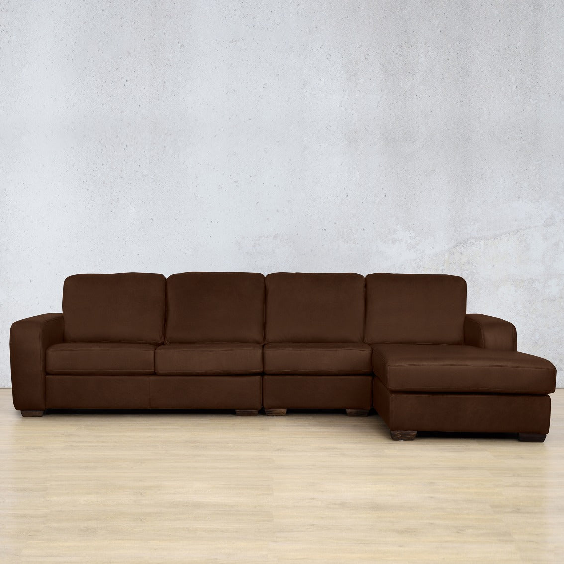 Stanford Leather Modular Sofa Chaise - RHF Fabric Sectional Leather Gallery Royal Cognac