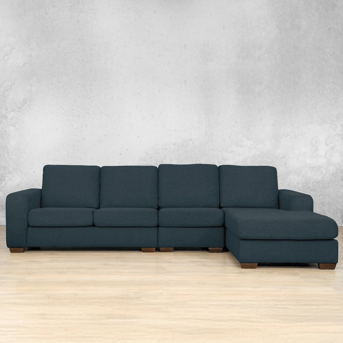stanford Fabric chaise sectional modular rhf air force blue 