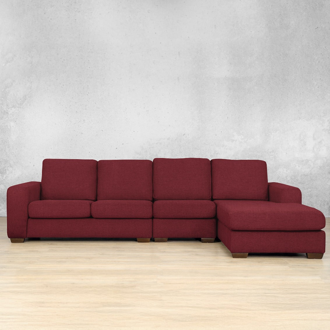 stanford Fabric chaise sectional modular rhf deep cherry