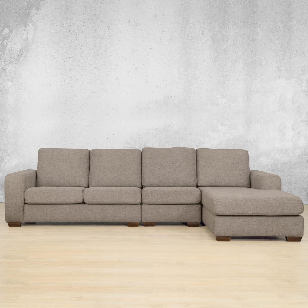 Stanford Fabric Modular Sofa Chaise - RHF Fabric Sectional Leather Gallery Ivory Sand