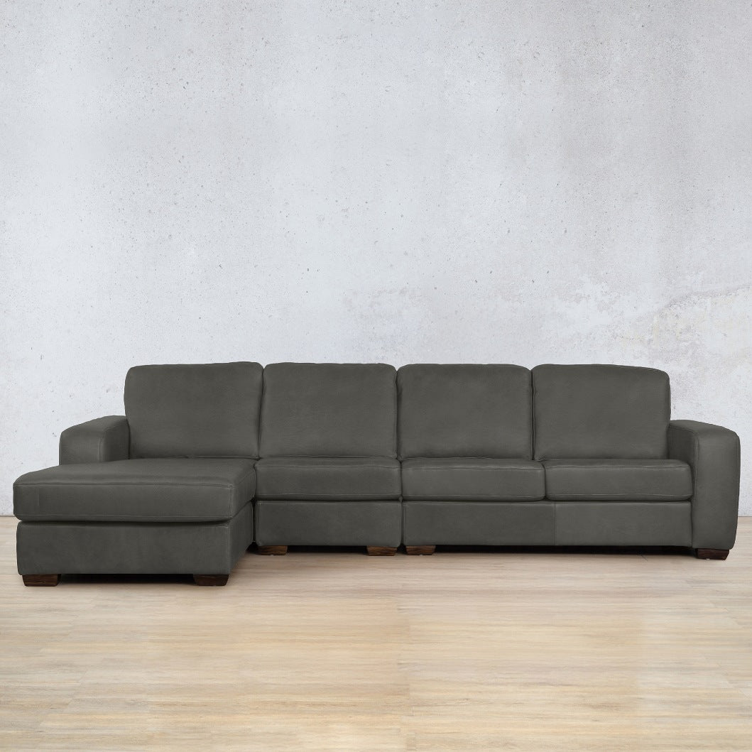 Stanford Leather Modular Sofa Chaise - LHF Leather Sectional Leather Gallery  Czar Anthracite