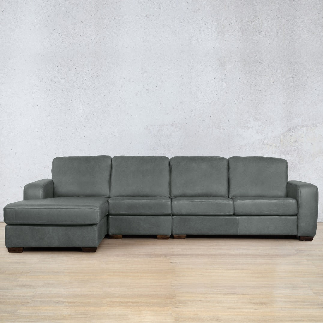 Stanford Leather Modular Sofa Chaise - LHF Leather Sectional Leather Gallery Flux Grey 