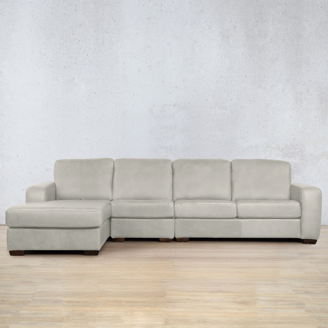 Stanford Leather Modular Sofa Chaise - LHF Leather Sectional Leather Gallery Manatee Beige