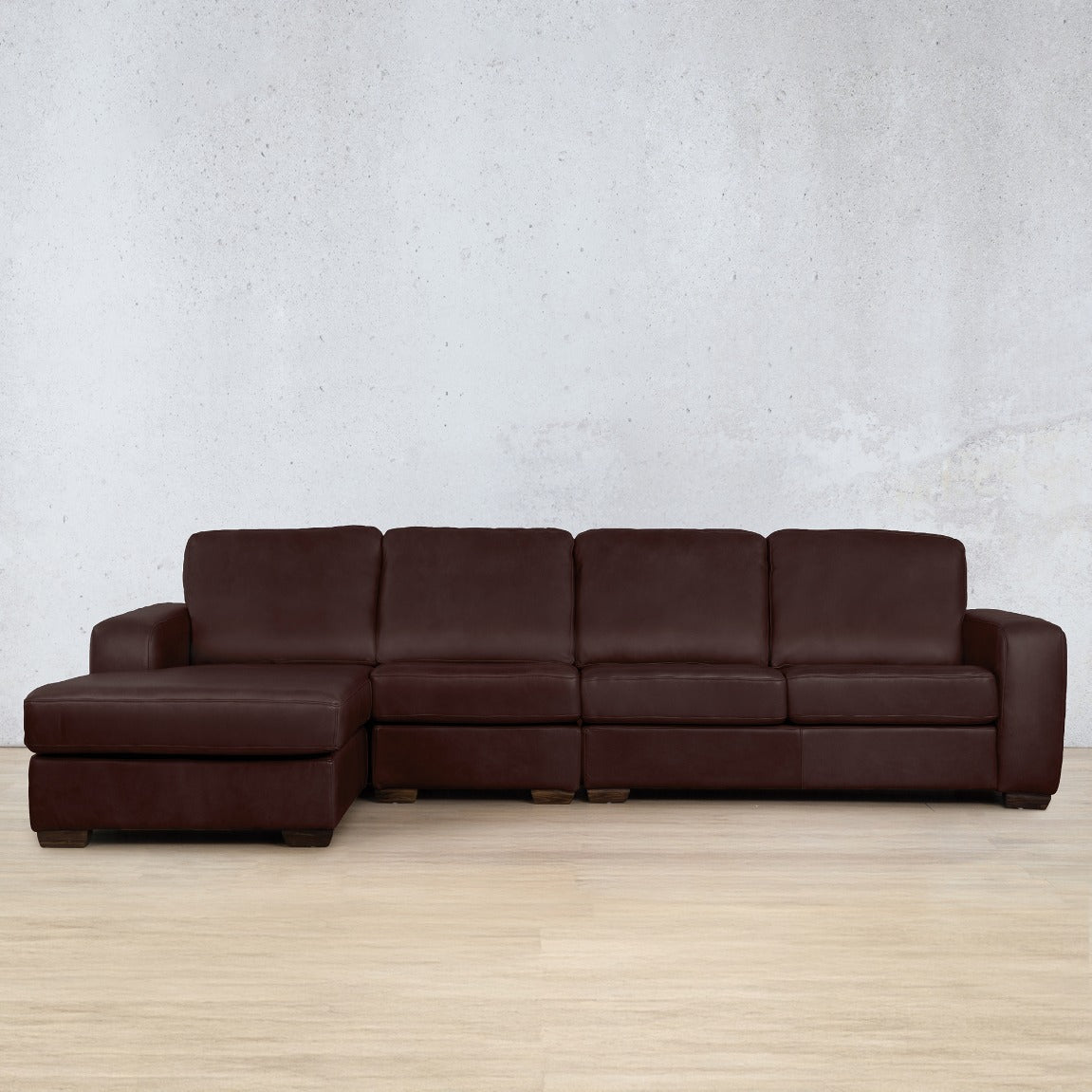 Stanford Leather Modular Sofa Chaise - LHF Leather Sectional Leather Gallery Royal Coffee