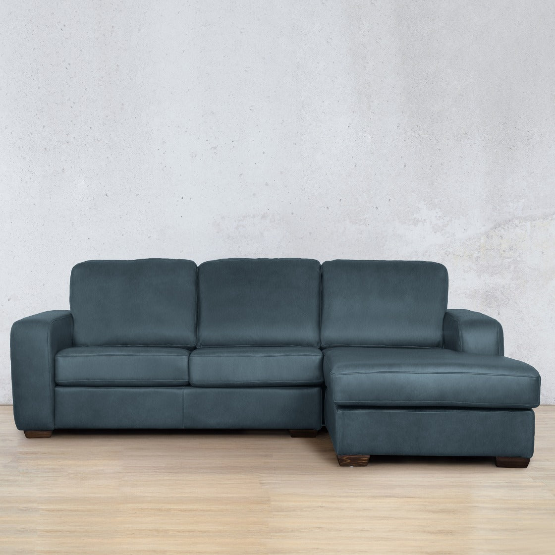 Stanford Leather Sofa Chaise - RHF Leather Sofa Leather Gallery Flux Blue