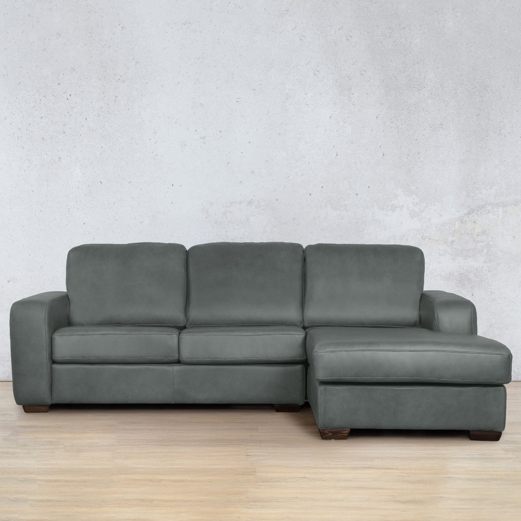 Stanford Leather Sofa Chaise - RHF Leather Sofa Leather Gallery Flux Grey 