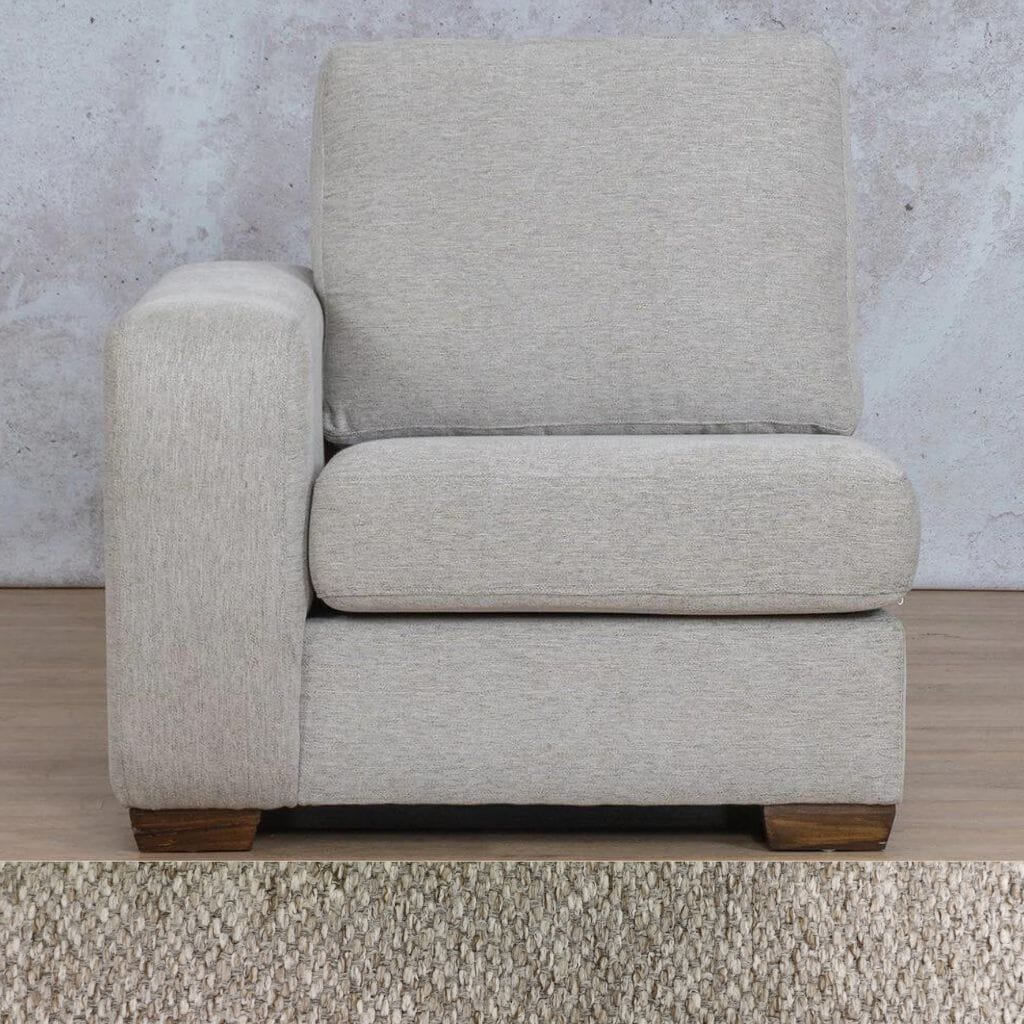 Stanford Fabric 1 Seater LHF Leather Gallery Kenya Sand