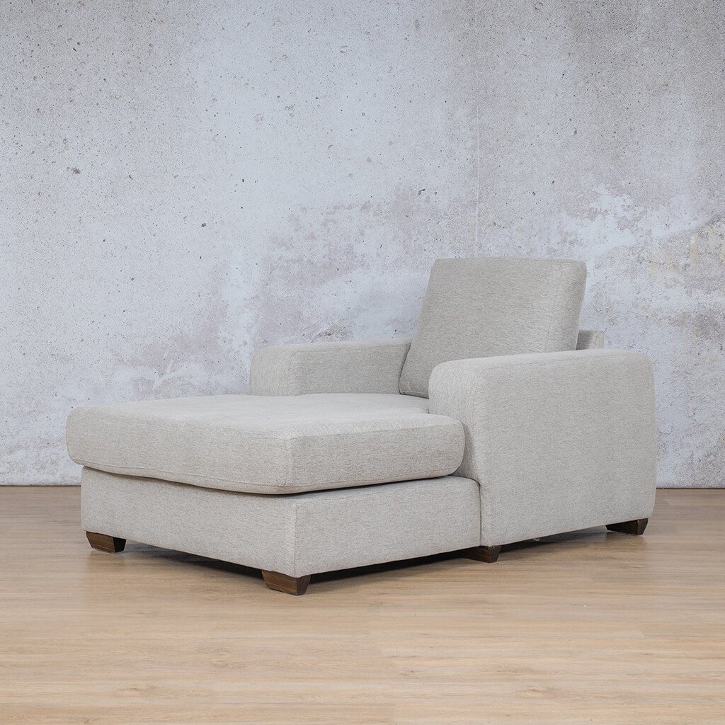 Stanford Fabric 2 Arm Chaise Leather Gallery Pebble 