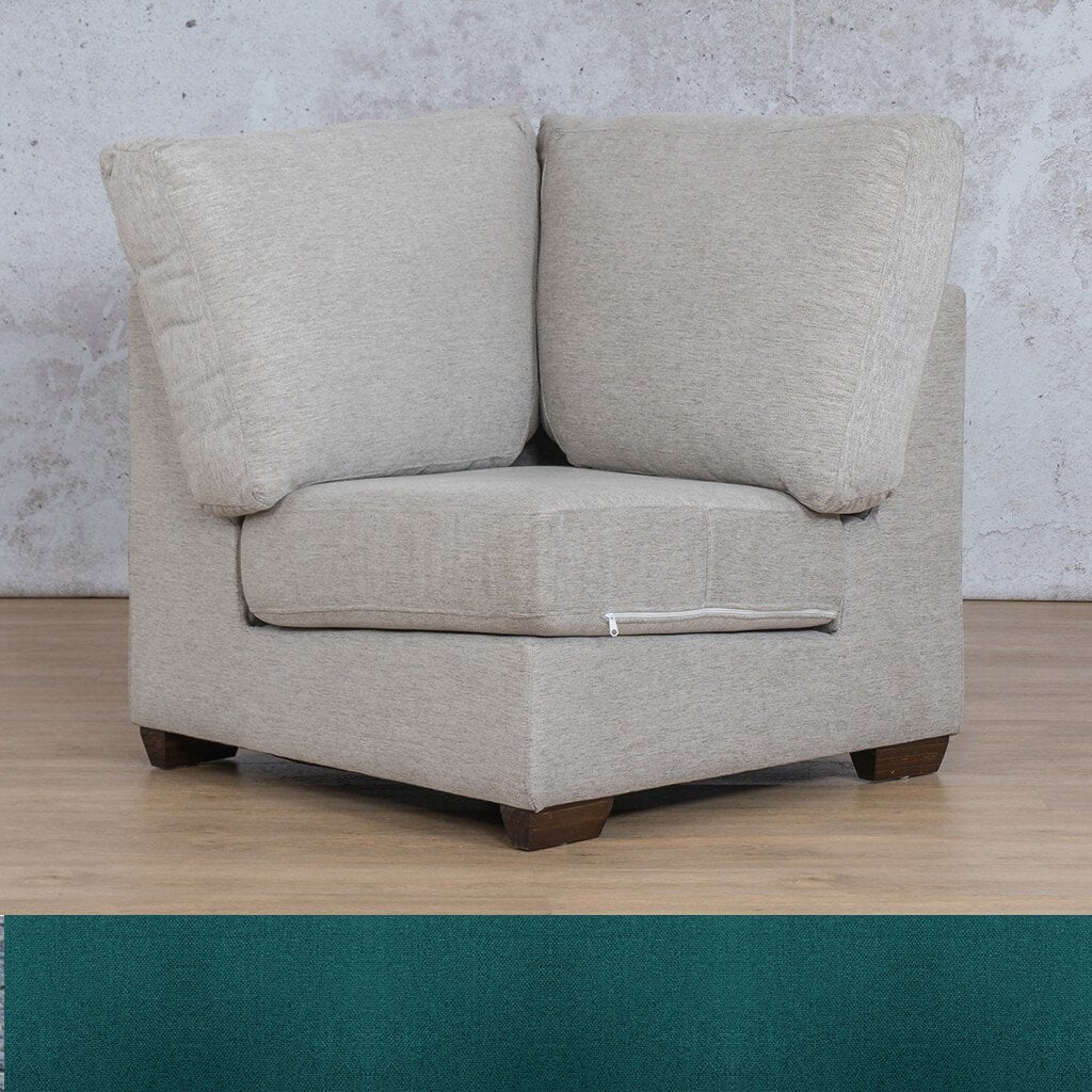 Stanford Fabric Corner Leather Gallery Turquoise WAREHOUSE COLLECTION - PINETOWN OR NORTHRIDING Full Foam